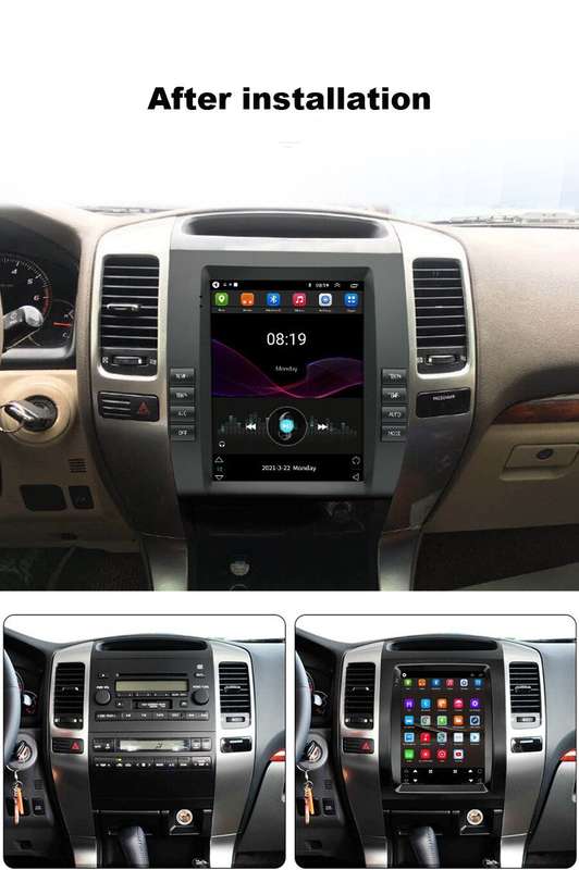 For Toyota Land Cruiser Prado 2002-2009 Android 12 CarPlay Car Stereo Radio GPS