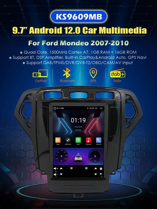 9.7" For Ford Mondeo 2007-2010 Stereo Sat Nav Display Screen Android CarPlay GPS