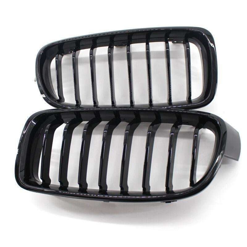 2X/Set Shiny Black 8 Slat Front Grille fit for BMW F30 F31 Sedan Wagon 2012-2017