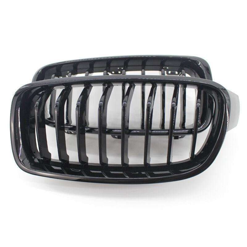 2X/Set Shiny Black 8 Slat Front Grille fit for BMW F30 F31 Sedan Wagon 2012-2017