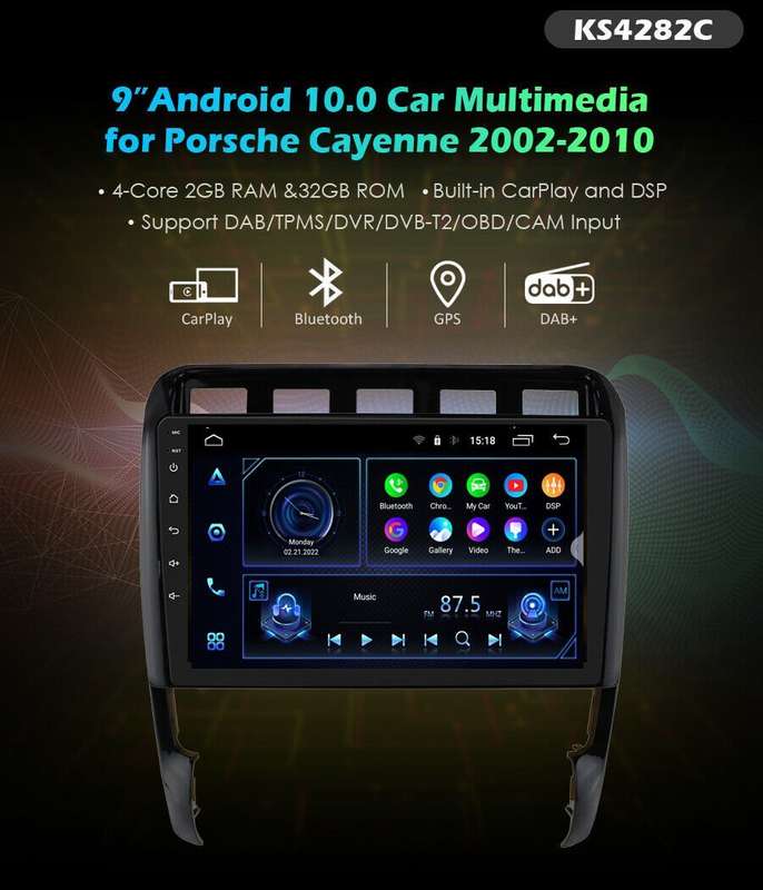 For Porsche Cayenne 2002-2010 CarPlay Radio Stereo Android GPS Sat Nav DAB+9"USB