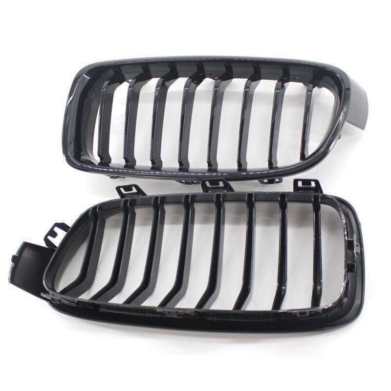 2X/Set Shiny Black 8 Slat Front Grille fit for BMW F30 F31 Sedan Wagon 2012-2017