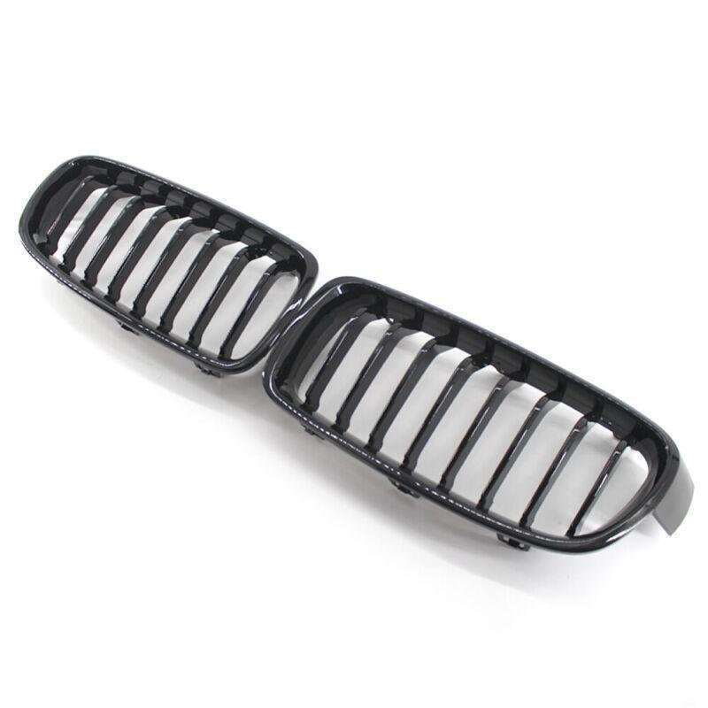 2X/Set Shiny Black 8 Slat Front Grille fit for BMW F30 F31 Sedan Wagon 2012-2017