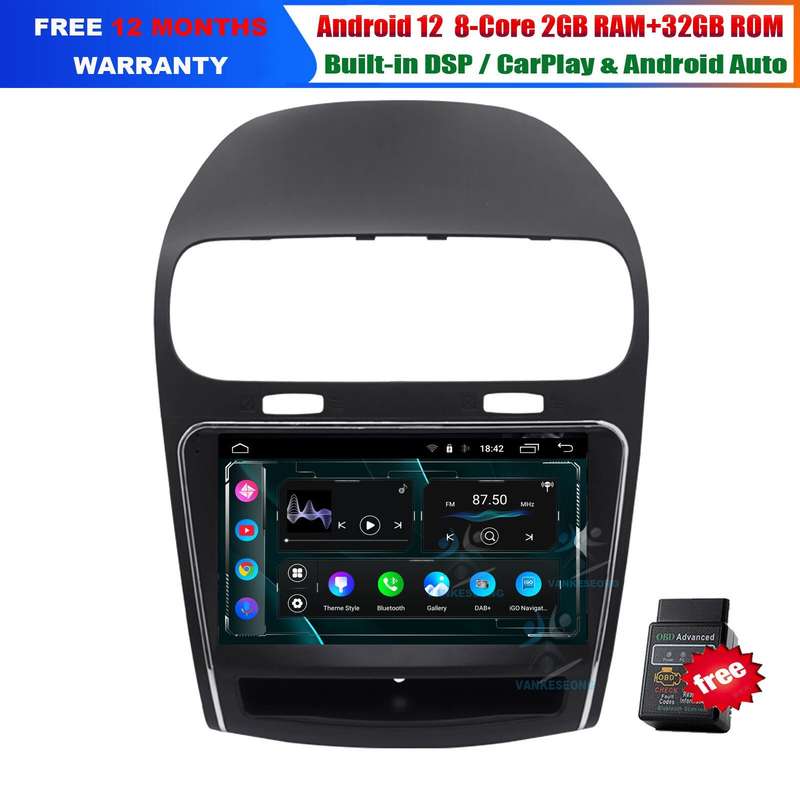 9" CarPlay Android Auto Stereo GPS Sat Nav for Dodge Journey 2011-2020 DAB Radio