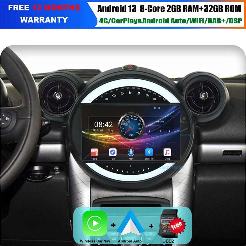 Android13 Carplay Car Stereo GPS Navi for BMW Mini Countryman 2010-2016 FM Radio