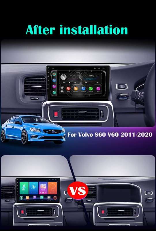 8-Core 64G CarPlay Sat Navi DAB Radio Stereo GPS 9" For Volvo S60 V60 2011-2020