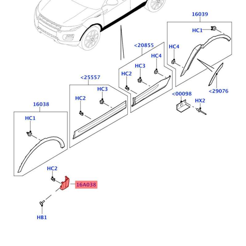 Fender Lower Molding Cover Left Driver Side Fit For 2012-2018 Range Rover Evoque