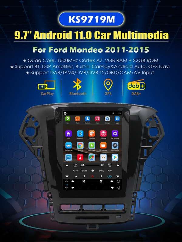 9.7"GPS SatNav For Ford Mondeo MK4 2011-2015 Android 11 Car Stereo DAB+Head Unit