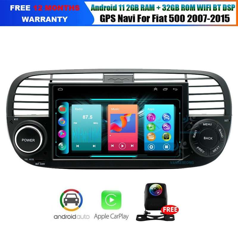 9"Android 11 Car Stereo DAB+GPS Sat Nav For Fiat 500 2007-2015 CarPlay Head Unit