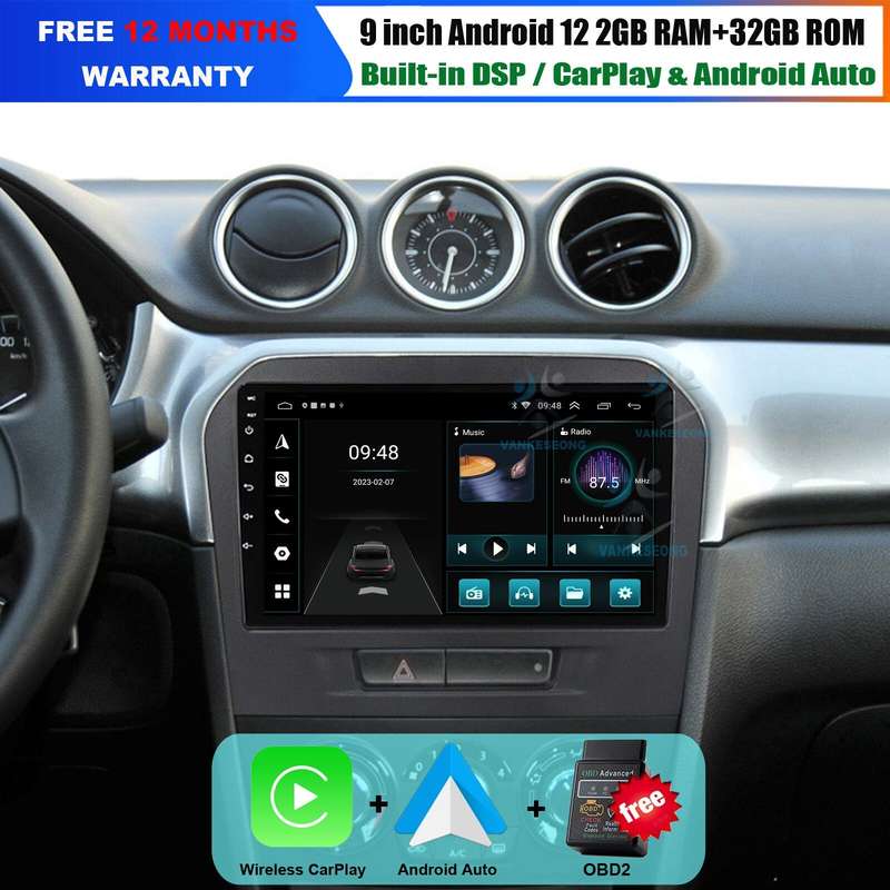 9" 32GB Android 12 CarPlay DAB+ Car Radio Stereo GPS For Suzuki Vitara 2015-2020