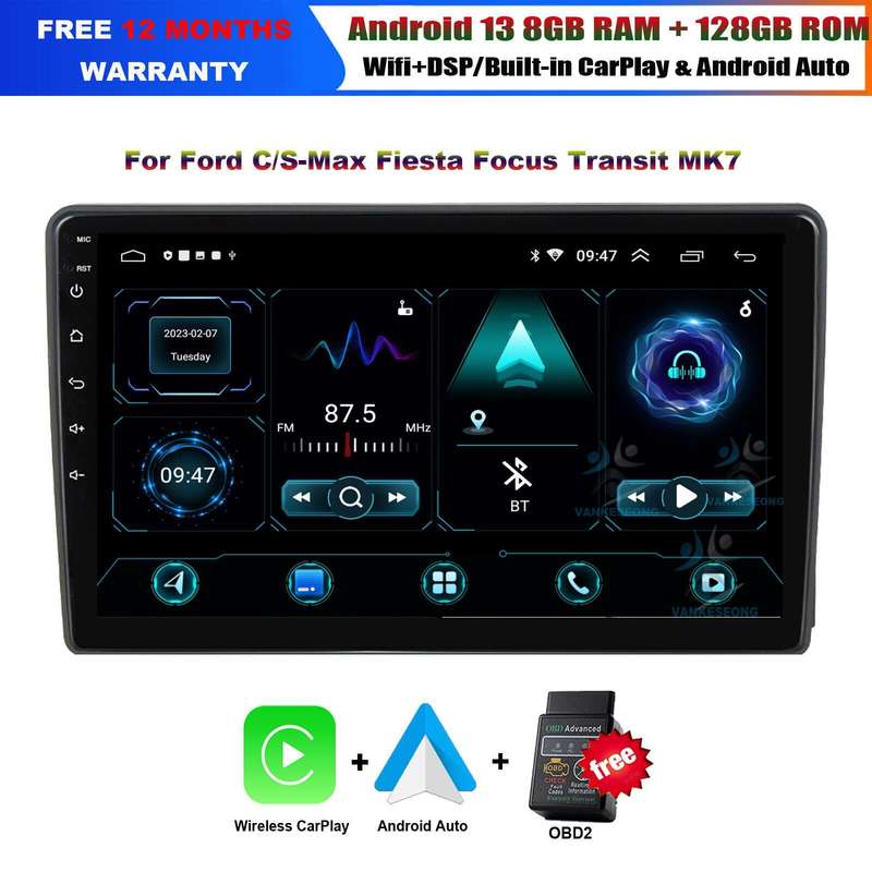 9"Android Auto Radio For Ford Transit Mk7 2006-2014 CarPlay GPS Stereo Head Unit