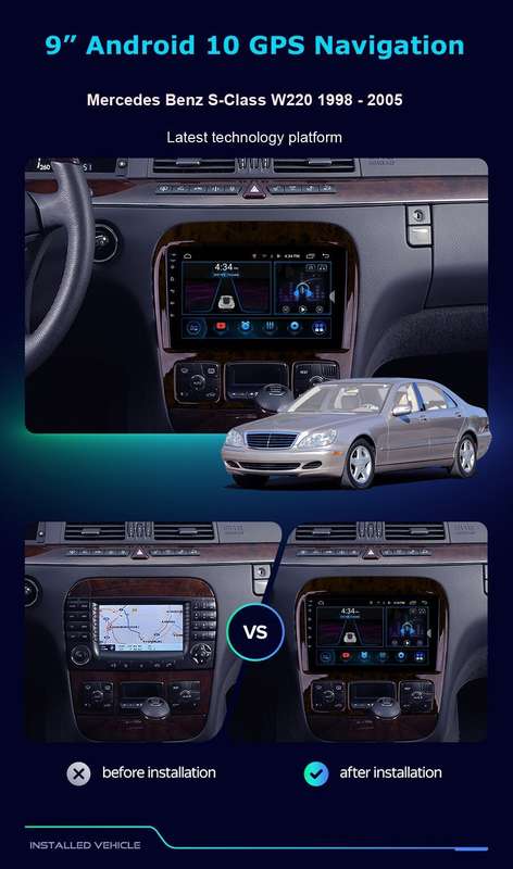 CarPlay Car Radio For Mercedes S-Class W220 S500 S280 Android 10 DAB+GPS Sat Nav