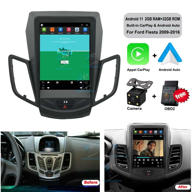 9.7'' Android 11 For Ford Fiesta 2009-2016 2+32GB Car Stereo DAB+ Radio GPS Navi
