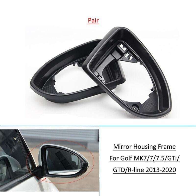 Pair Mirror Glass Holder Trim Frame For VW Golf 7 Golf 7.5 GTI 2013-2020