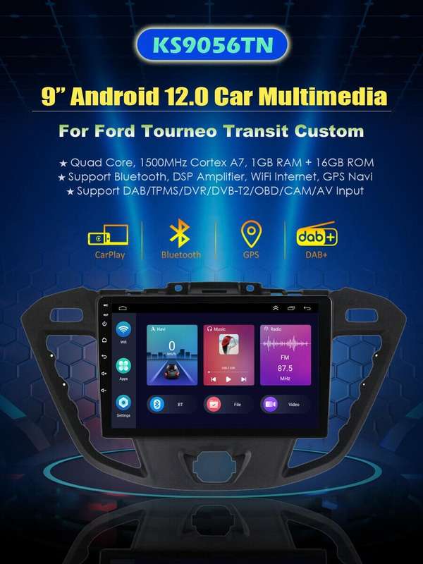 9" Car Radio For Ford Transit Tourneo 2013-2018 DAB Bluetooth Stereo GPS Sat Nav