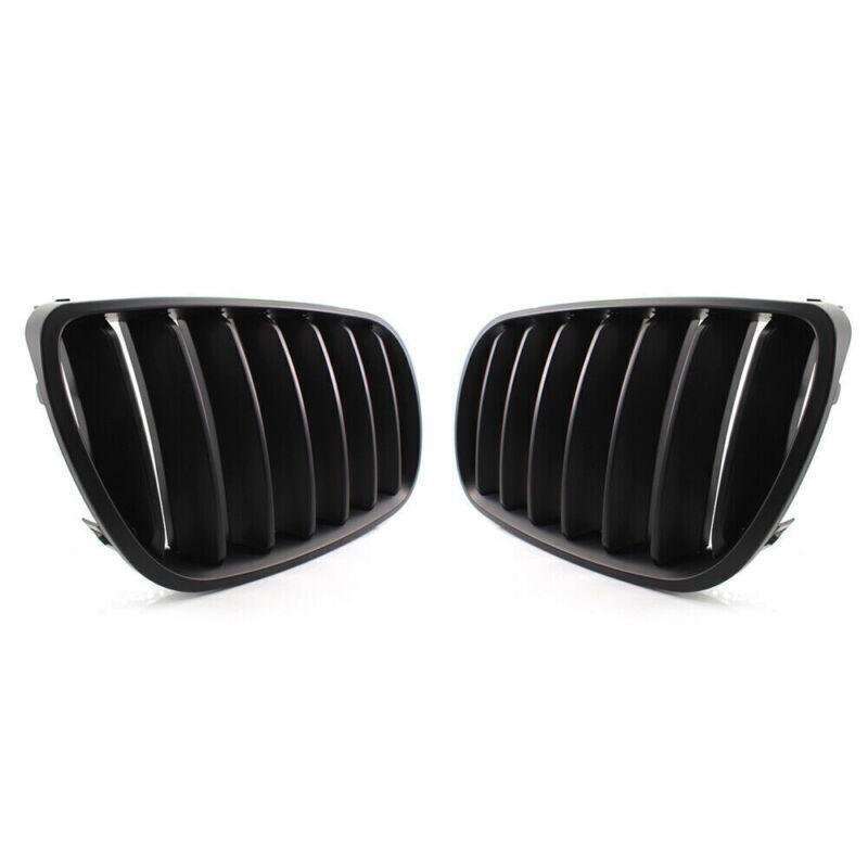Pair ABS Matte Black Front Kidney Hood Grille Grill For BMW E83 X3 LCI 07-10