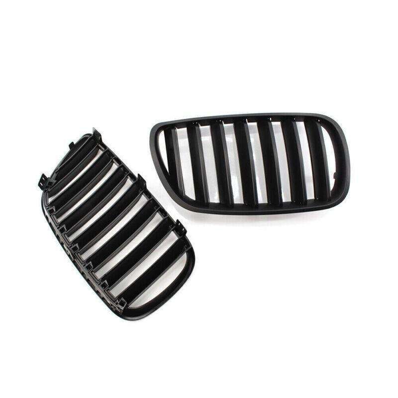 Pair ABS Matte Black Front Kidney Hood Grille Grill For BMW E83 X3 LCI 07-10