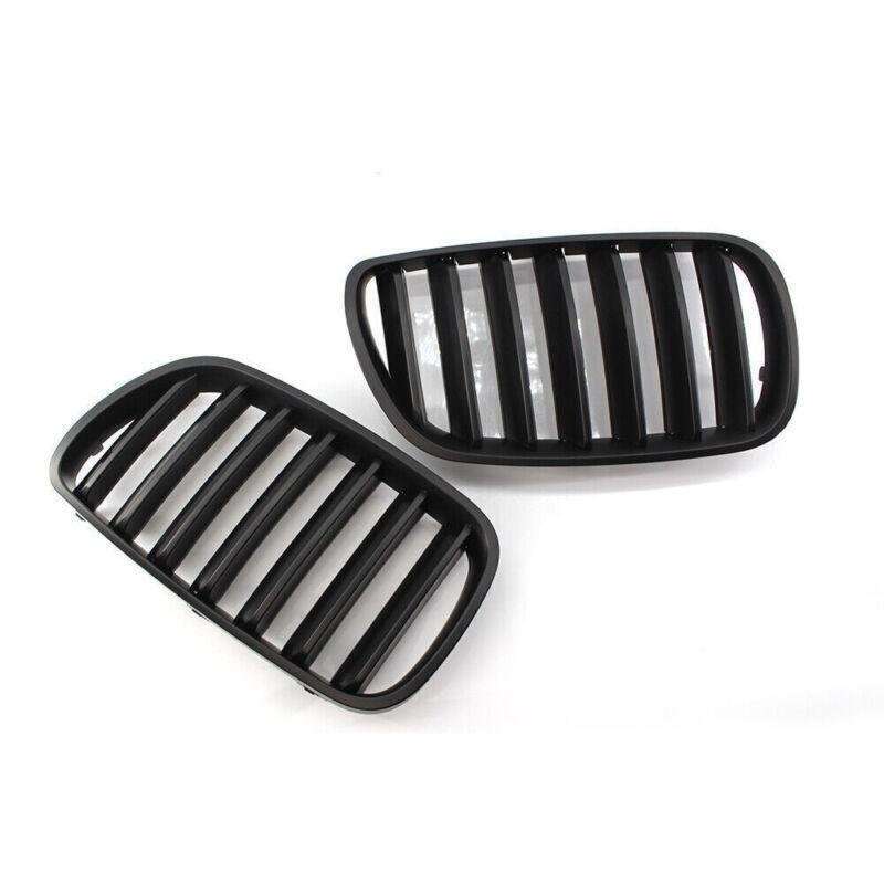 Pair ABS Matte Black Front Kidney Hood Grille Grill For BMW E83 X3 LCI 07-10