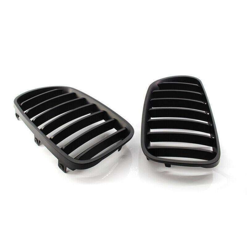 Pair ABS Matte Black Front Kidney Hood Grille Grill For BMW E83 X3 LCI 07-10