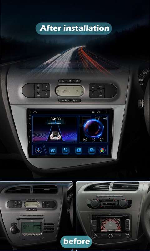 For Seat Leon MK2 2005-2011 Android 13 Car Stereo Radio DAB+ CarPlay GPS Sat Nav