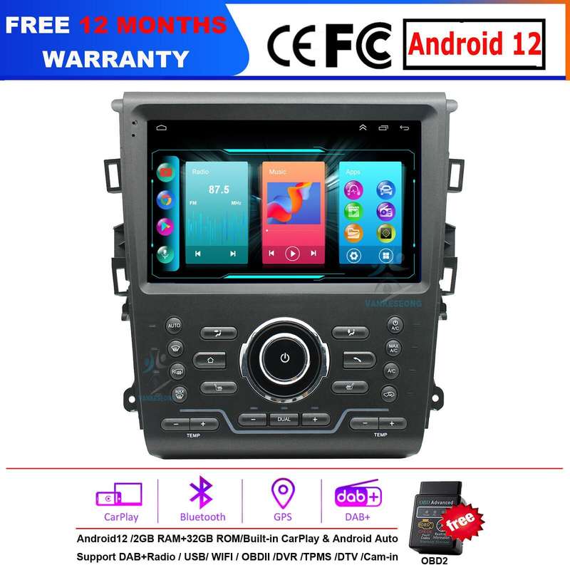 For Ford Mondeo MK5 2013-2018 Android 13 Autoradio Video GPS CarPlay bt dab+ OBD