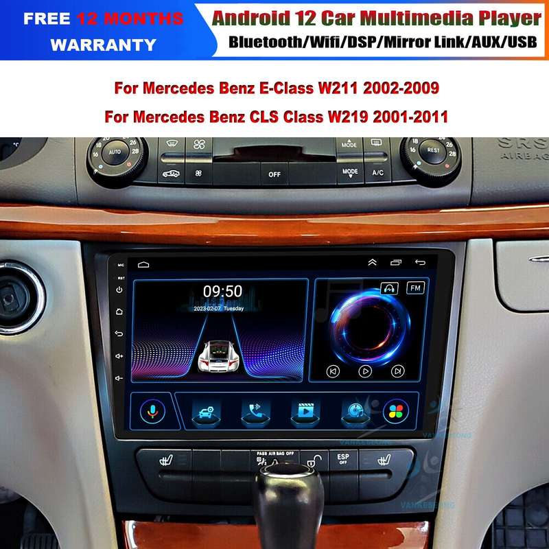 9"Android12 Car Stereo DAB Radio GPS Sat Nav For Mercedes Benz E-Class W211 E200