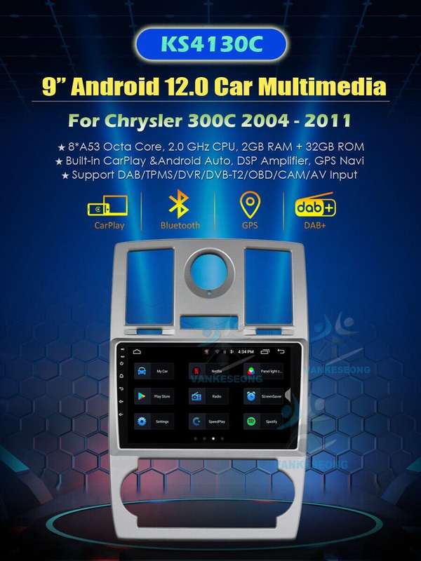 CarPlay Android Auto Radio For Chrysler 300C 2004-2011 DAB GPS Sat Nav Head Unit