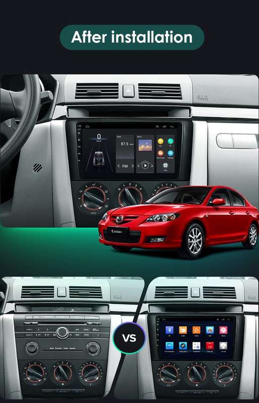 OBD+9" Android13 CarPlay Head Unit Radio Stereo GPS Sat Nav For Mazda3 2004-2009