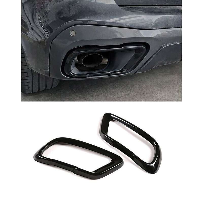 For BMW X5 X5 X6 G05 G06 G07 2019-23 Steel Black Exhaust Pipe Tip Cover Trim 2x