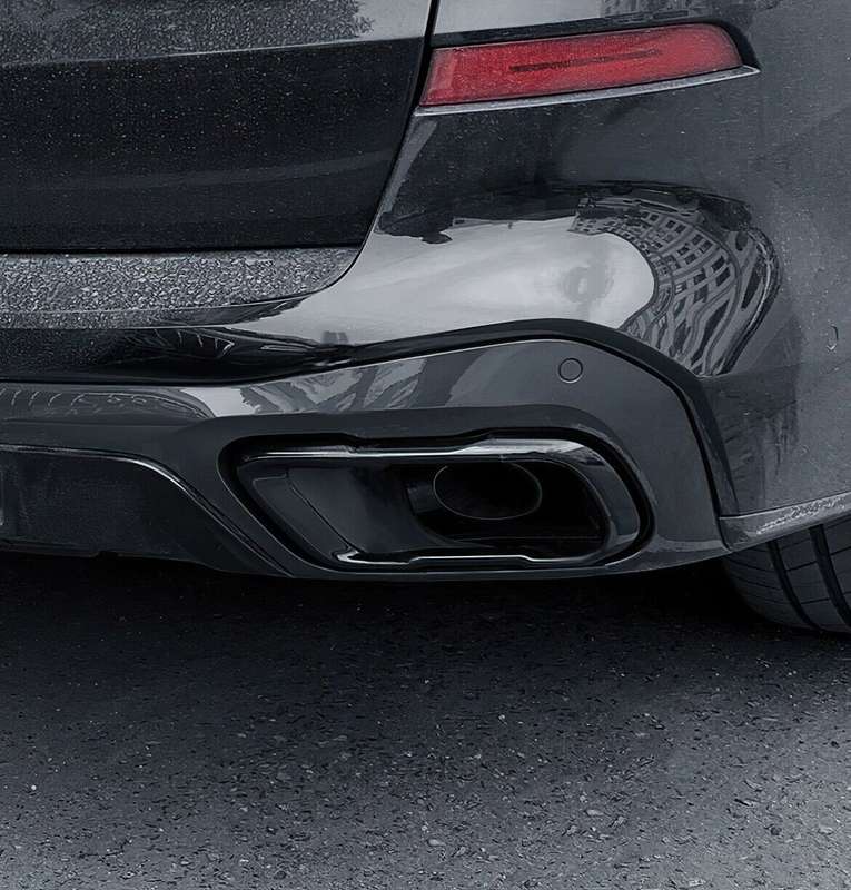 For BMW X5 X5 X6 G05 G06 G07 2019-23 Steel Black Exhaust Pipe Tip Cover Trim 2x