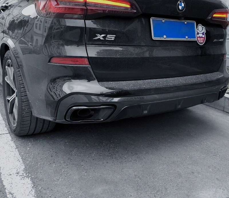 For BMW X5 X5 X6 G05 G06 G07 2019-23 Steel Black Exhaust Pipe Tip Cover Trim 2x