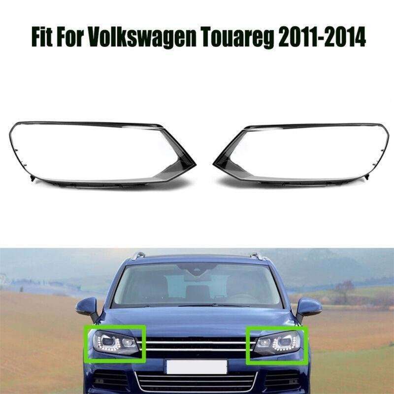 For Volkswagen Touareg 2011-2014 Headlight Shell Headlamp Clear Lens Cover Pair