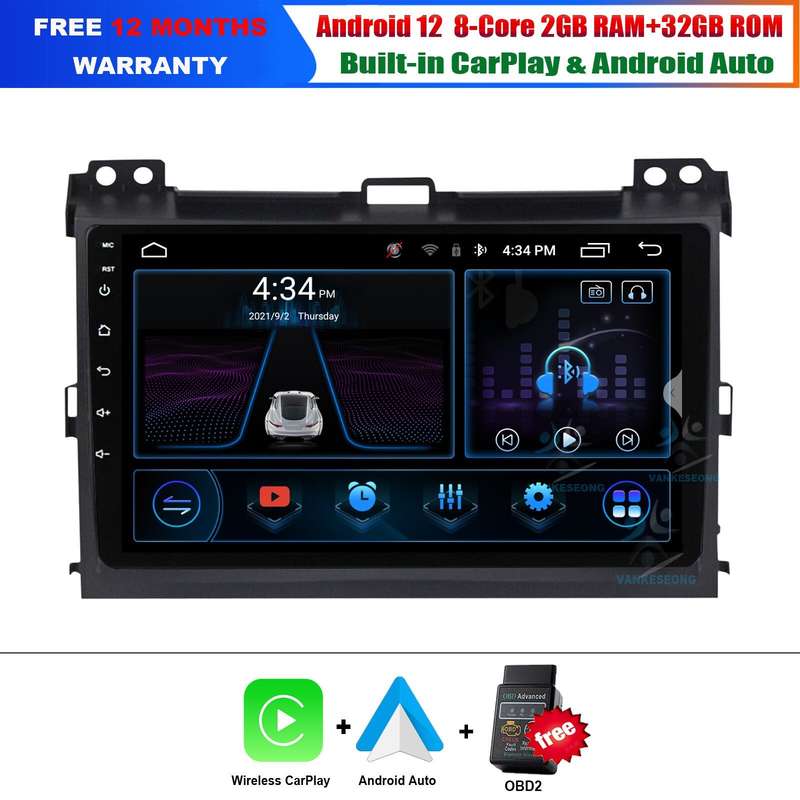 9"Android 12 GPS Head Unit DAB+For Toyota LandCruiser Prado 2004-2009 Car Stereo