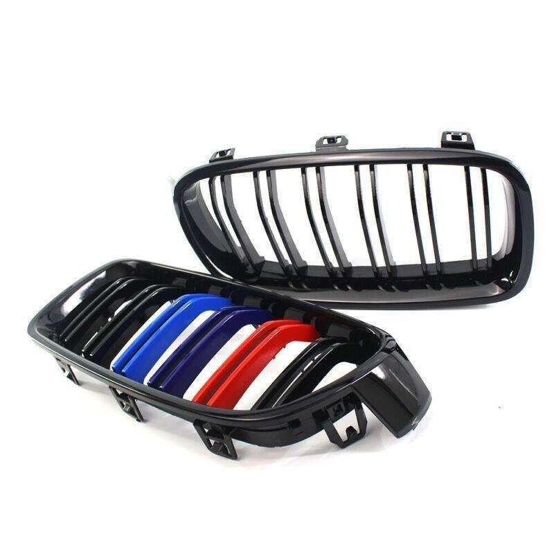2X/Set Shiny Black M Sport Grille Dual Slat for BMW F30 F35 2012-2015 Mesh Grill