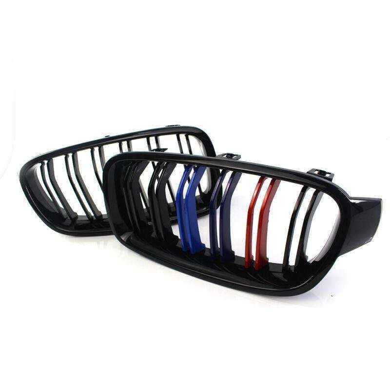 2X/Set Shiny Black M Sport Grille Dual Slat for BMW F30 F35 2012-2015 Mesh Grill
