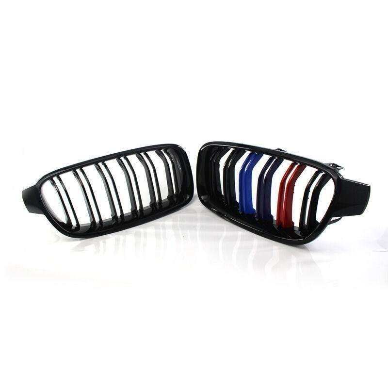 2X/Set Shiny Black M Sport Grille Dual Slat for BMW F30 F35 2012-2015 Mesh Grill