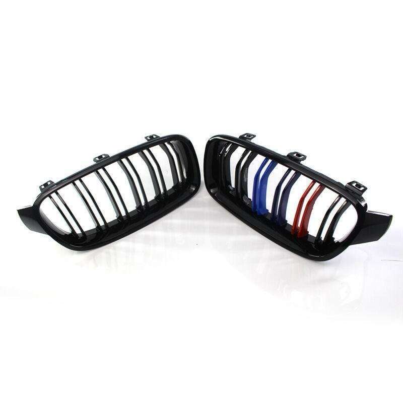 2X/Set Shiny Black M Sport Grille Dual Slat for BMW F30 F35 2012-2015 Mesh Grill