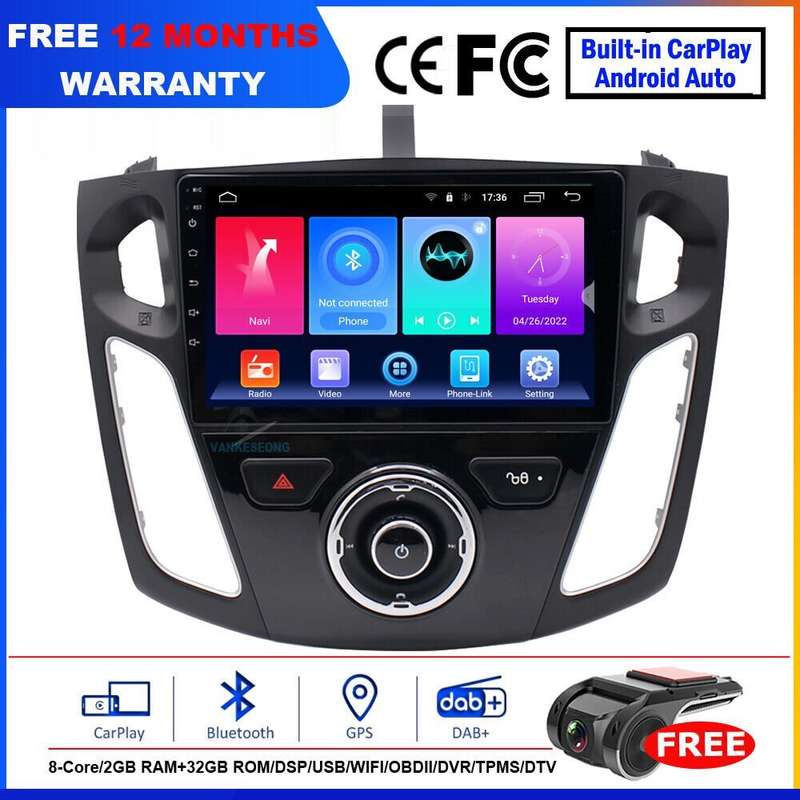9" 8-Core Android Head Unit Car Radio Sat Navi CarPlay for Ford Focus 2012-2017