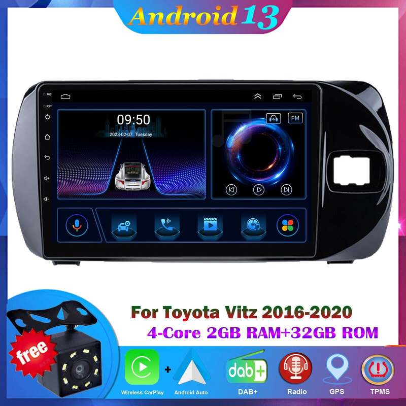 For Toyota Vitz 2016-2020 BT DAB+ Car Stereo GPS Navi Android Auto CarPlay Radio