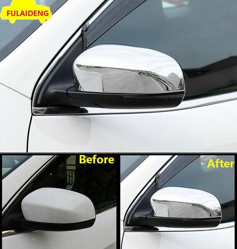 2P For Jeep Cherokee 2014-2021 Chrome Side Door Rearview Mirror Decor Cover Trim