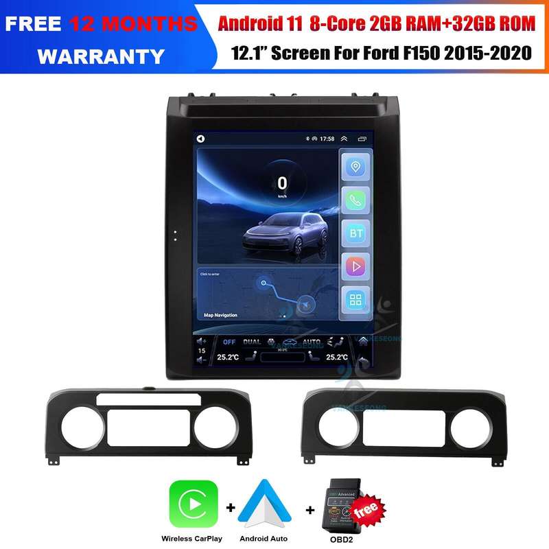 12.1"Android Auto CarPlay GPS Sat Nav For Ford F150 2015-2020 Car Stereo DAB+BT