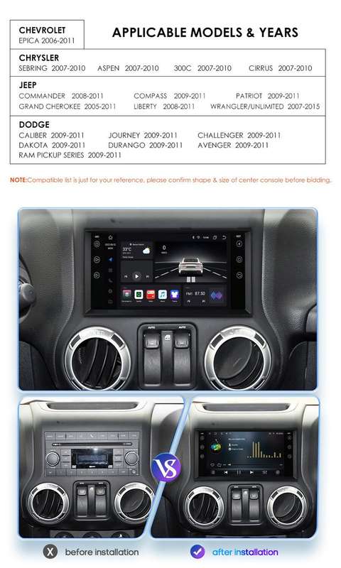Carplay Android 12 Car Stereo GPS Sat Nav For Chrysler Dodge Jeep Grand Cherokee