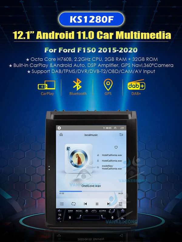 12.1"Android Auto CarPlay GPS Sat Nav For Ford F150 2015-2020 Car Stereo DAB+BT