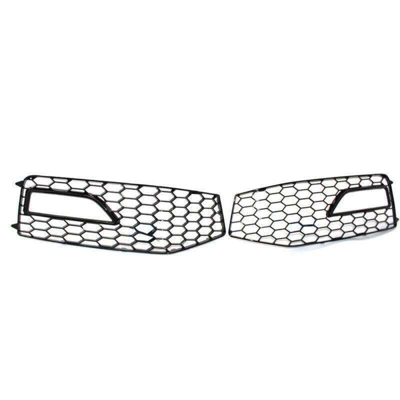 Shiny Black Front Bumper Fog Lights Grilles For Audi A4 S-Line S4 B8.5 13 - 15