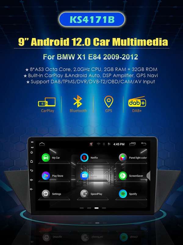 9" Android12 Car Stereo BT CarPlay Radio Head Unit GPS for BMW X1 E84 2009-2012