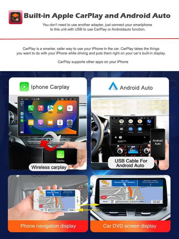 13.3"Android 12 CarPlay Head Unit GPS SatNav DAB+BT For Mercedes Smart 2015-2018