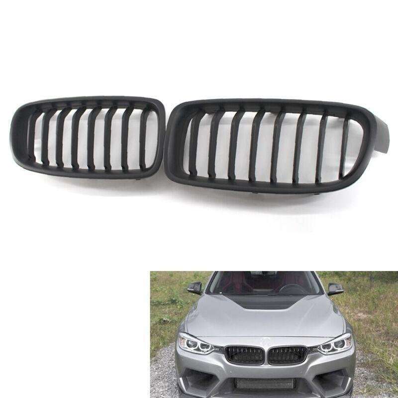 2X/Set Flat Black 8 Slat Front Grille Fits for BMW F30 F31 Sedan Wagon 2012-2017