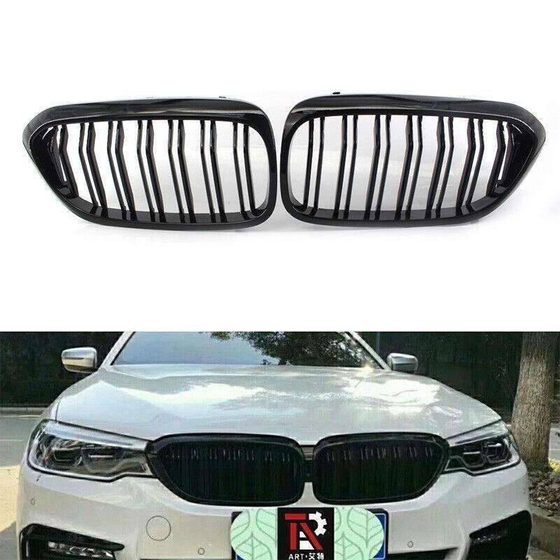 Pair of Gloss Black Front Grille Grill Fit For BMW 5-Series G30 2017