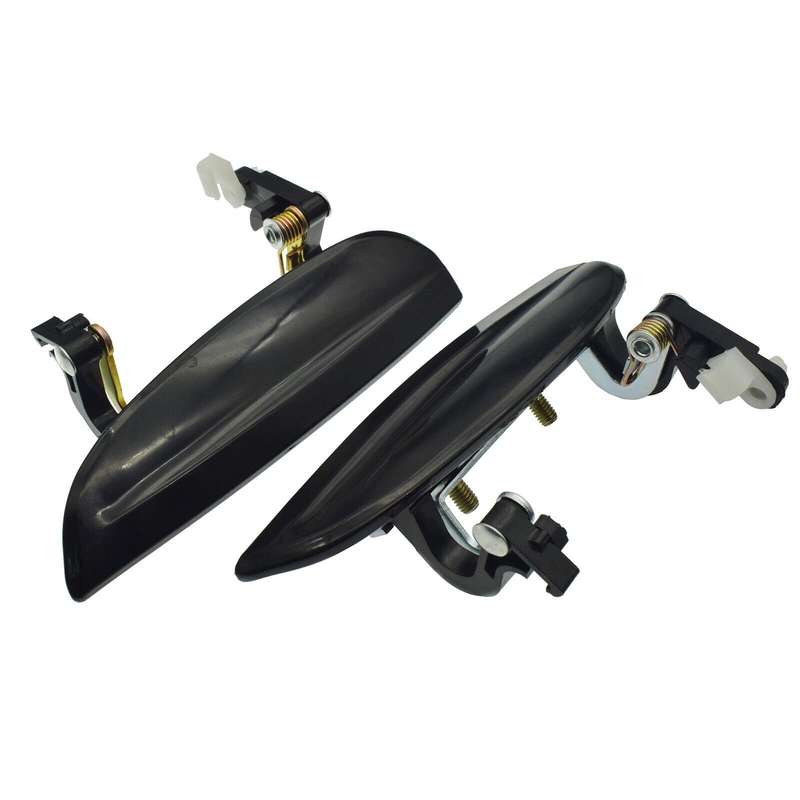 Front Left &amp; Right Exterior Outside Door Handles Black Pair For 2003-05 Kia Rio