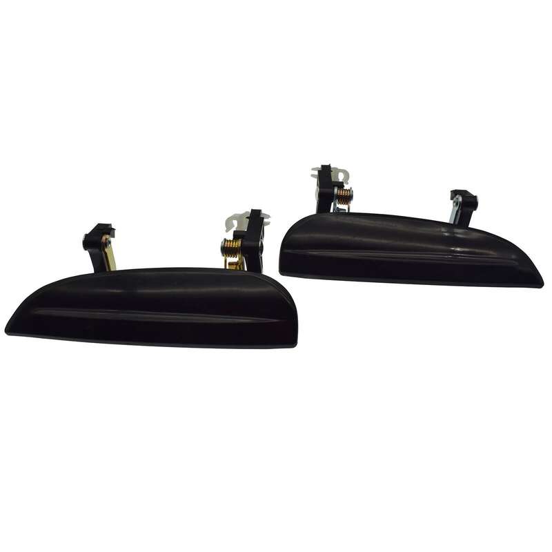 Front Left &amp; Right Exterior Outside Door Handles Black Pair For 2003-05 Kia Rio